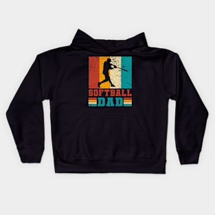 Vintage Softball Dad Fathers day baseball Men Kids Hoodie